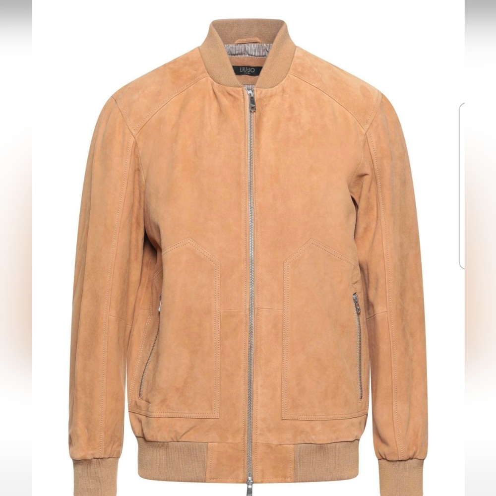 Leather bomber for men